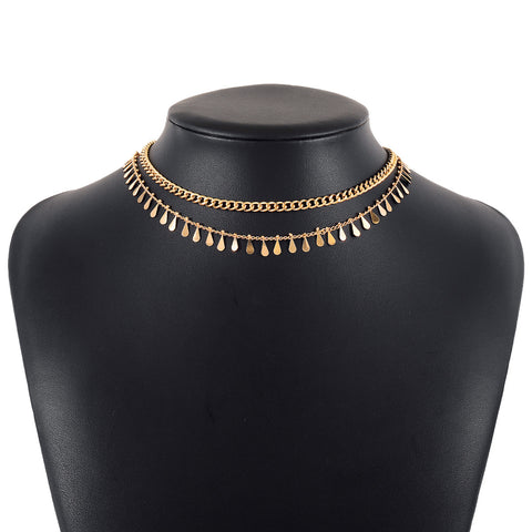 Drop Shape Sequin Commuter Net Red Wind Necklace