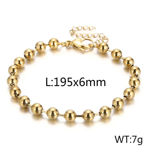 Stainless Steel Simple Fashion Steel Bead Chain Hollow Female
