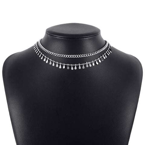 Drop Shape Sequin Commuter Net Red Wind Necklace