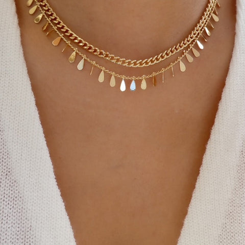 Drop Shape Sequin Commuter Net Red Wind Necklace