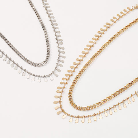 Drop Shape Sequin Commuter Net Red Wind Necklace