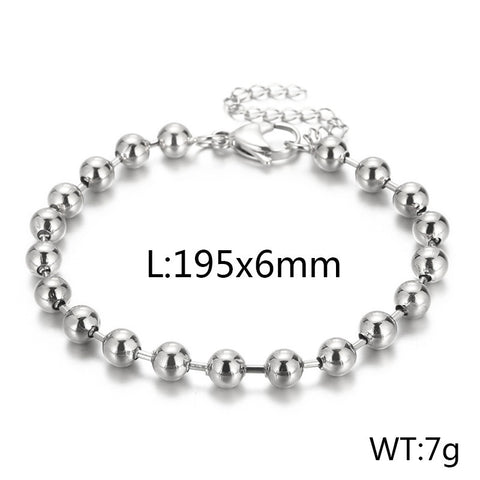 Stainless Steel Simple Fashion Steel Bead Chain Hollow Female
