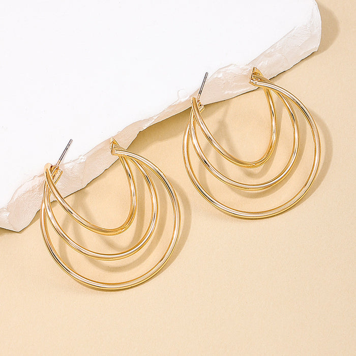 Ins Style Metal Multi-layer Circle Women's Earrings